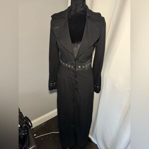 Bebe Studded Leather Full Length Black Coat in Extra Small - GC